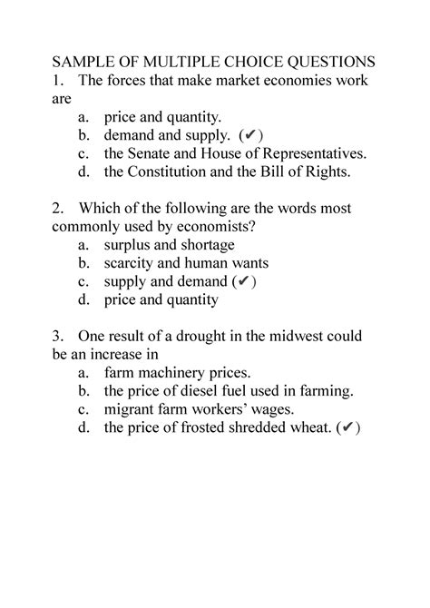 Sample OF Multiple Choice Questions ECON 2103 - SAMPLE OF MULTIPLE ...