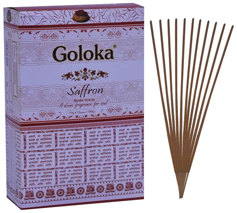 Goloka Saffron Incense Sticks Pack of 12 (15 Grams Each Pack) : Amazon ...