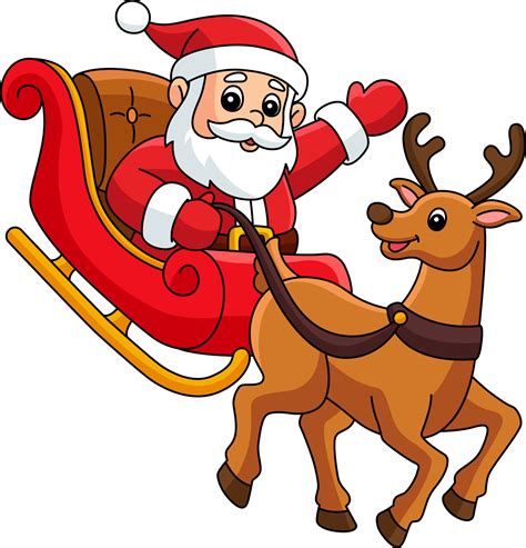 Christmas Santa Sleigh a Reindeer Cartoon Clipart 10789063 Vector Art ...