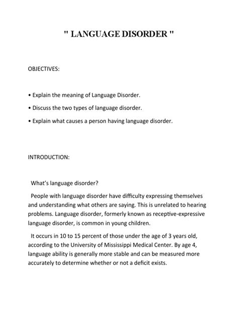 Types & Causes of Language Disorders | PDF | Medical Specialties | Communication