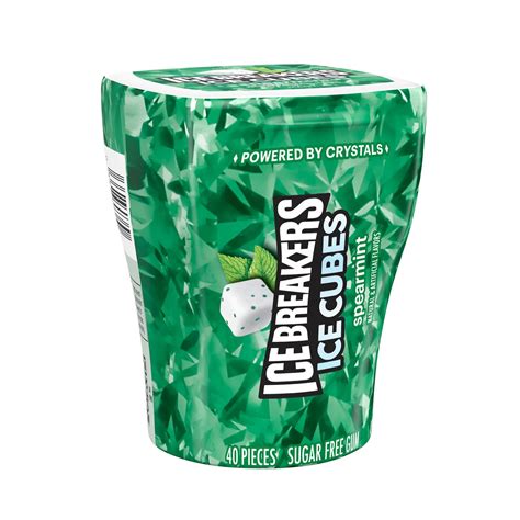 Ice Breakers Ice Cubes Spearmint Sugar Free Chewing Gum, Bottle 3.24 oz ...