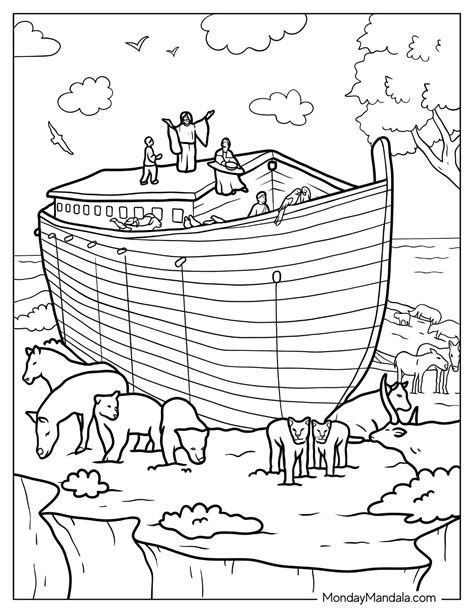Realistic Noah'S Ark Coloring Page