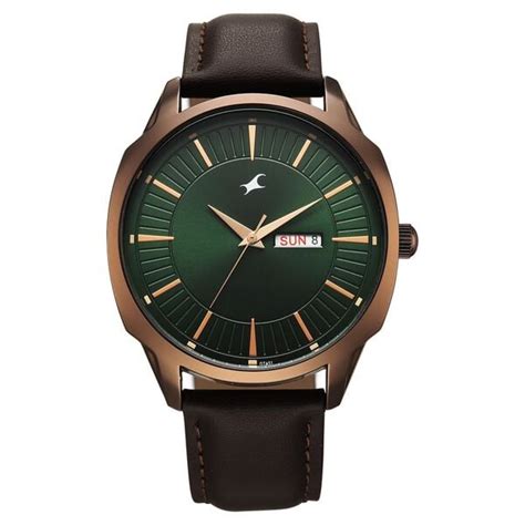 Buy Online Fastrack Stunners Quartz Analog Green Dial Brown Leather ...