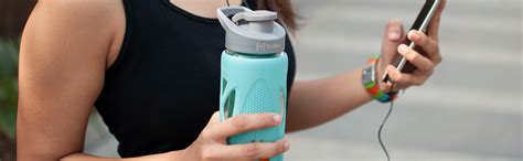 Buy Stylish Borosilicate Glass Bottle Online with Protective Silicon ...