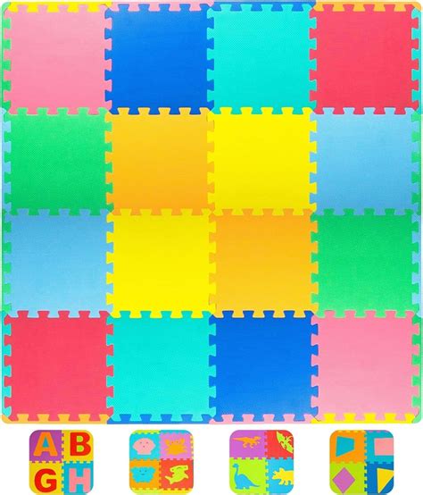 TOYVELT Foam Puzzle Floor Mat for Kids – 12x12 16 Tiles Interlocking ...