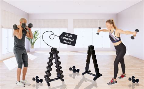 Zorex Fitness ZF-107 Heavy Duty Dumbbell Rack for Home Gym, 6 Tier ...