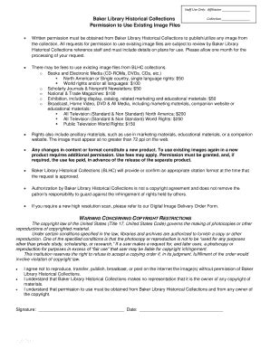 Fillable Online Permission to Use Existing Image Files - Baker Library ...
