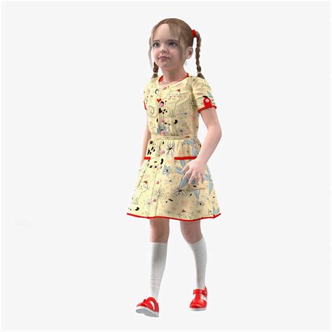 3D Realistic Child Girl Everyday Style Rigged for Maya | 3D Molier ...