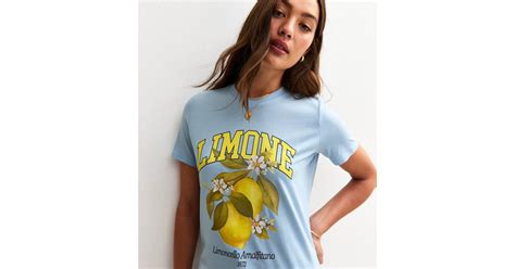 Blue Lemon Print T-Shirt | New Look