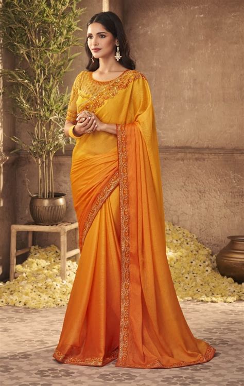 GOLDEN YELLOW SHADE NIRMANA DESIGNER SAREE FOR WOMEN -NIRM001DSP – www ...
