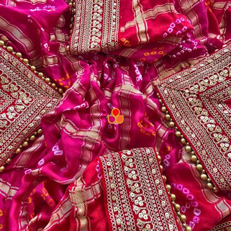 Bridal Red & Pink Rangrez Royal Bandhani Silk Dupatta – anokherang