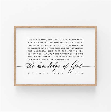 Colossians 1:9-10 Knowledge of God Printables, Modern Scripture ...