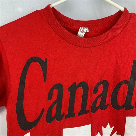 Alstyle Red White Black Canada Tee T-Shirt Size Small | eBay