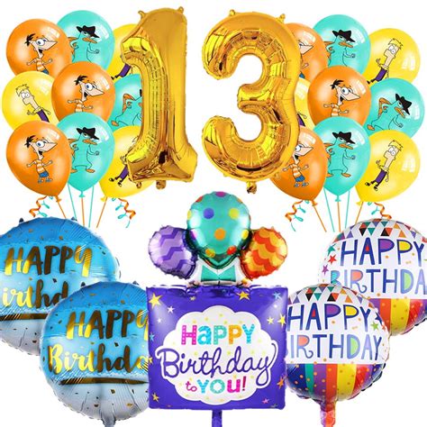 Phineas and Ferb Balloons Party Supplies 13th Big Number Decorations ...