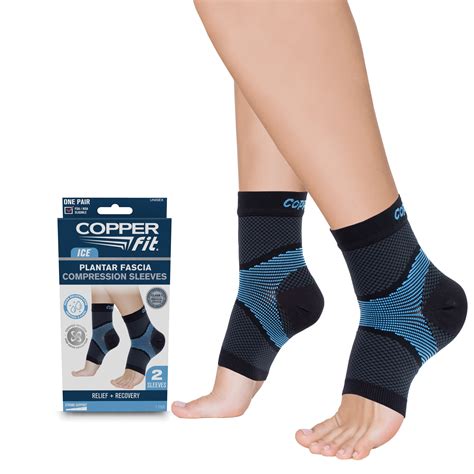 Copper Fit Ice Plantar Fascia Foot Compression Sleeve, Menthol Infused ...