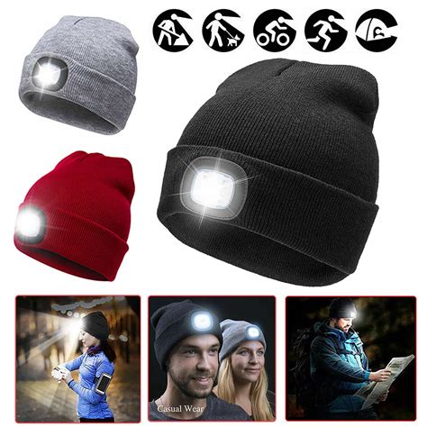 Visland Unisex LED Beanie Hat with Light, Rechargeable LED Headlamp for ...