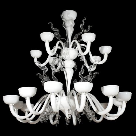Venetian Chandelier Orseolo - White and crystal details - Original Murano Glass