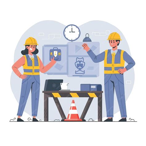 Sécurité De L'illustration Vectorielle 2d Protection Civile Et Sécurité Lors Du Travail Et De La ...