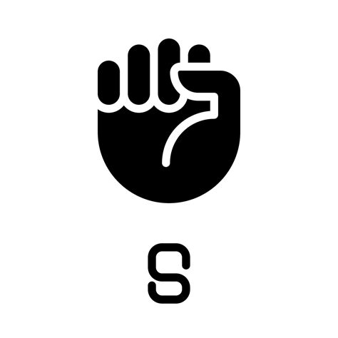 Letter S in American sign language black glyph icon. Fist gesture ...