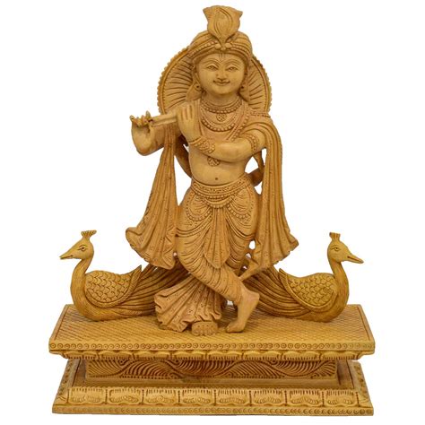 AONA Kadamba Wood Carved God Krishna Decorative Showpiece I Handicraft ...