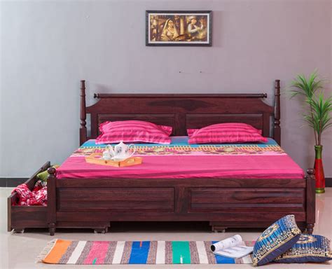 Buy Calgary Solid Wood King Bed With Storage Drawers Online on Furniselan
