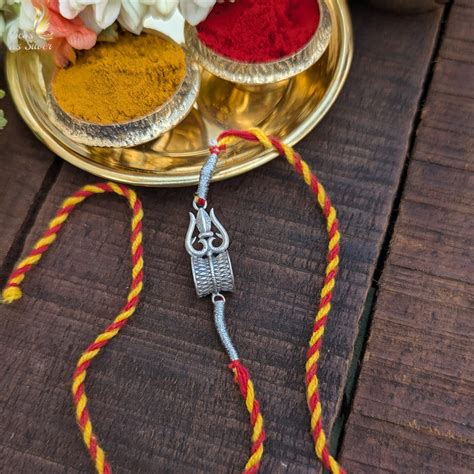 925 Silver Trishul Damaram Rakhi - 3960