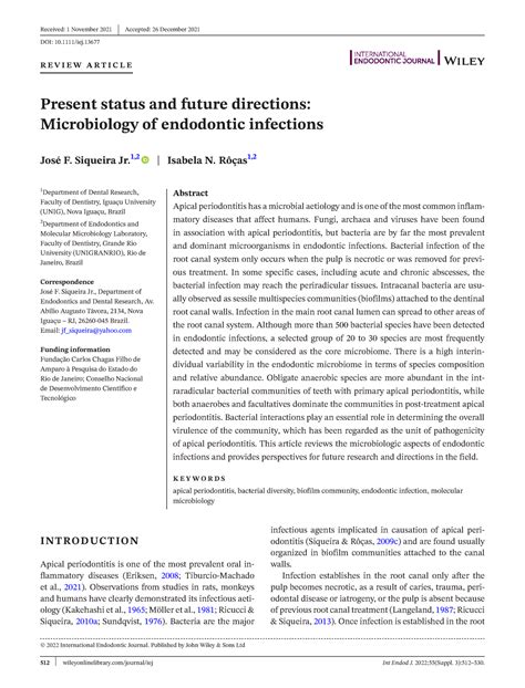 Micro of endo infection - 512 | wileyonlinelibrary/journal/iej Int ...