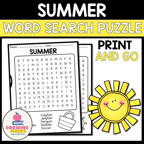 Summer Word Search Puzzles - Summer Word Find Puzzle for Early ...