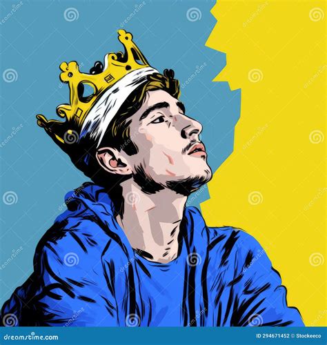 Young Man in Crown: Pop Art Cartoonish Illustration by Artstyle Free ...