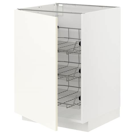 METOD base cabinet with wire baskets, white/Vallstena white, 60x60x80 ...