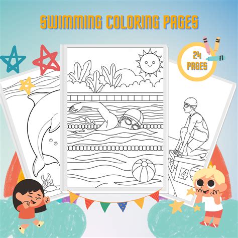 Swimming Coloring Pages 的图像结果