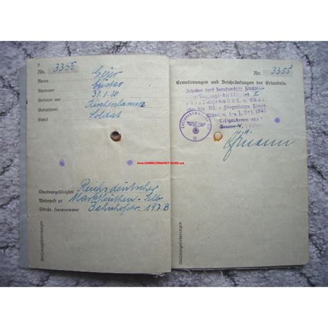 Luftwaffe - air driver licence for glider, Sammlermarkt-Nord ...