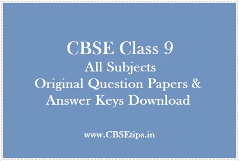 CBSE Class 9 - Original Question Papers and Answer Keys Download ~ CBSE ...