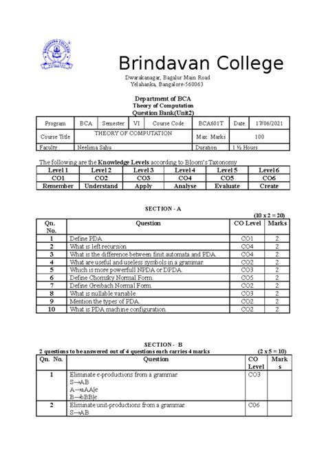 TOCquestionbank-4 - Theror of computation Question Bank. - Brindavan ...