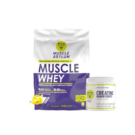 Muscle Asylum Premium Whey Protein & Creatine Combo|25 Servings, 1kg ...
