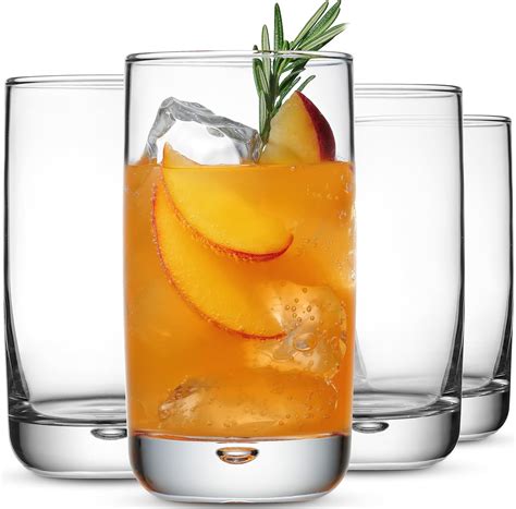 Set of 4 Highball Glasses Heavy Base Cocktail Drinking Glasses 16 oz ...