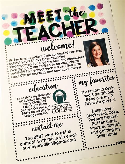 Meet Your Teacher Template | dev.onallcylinders.com