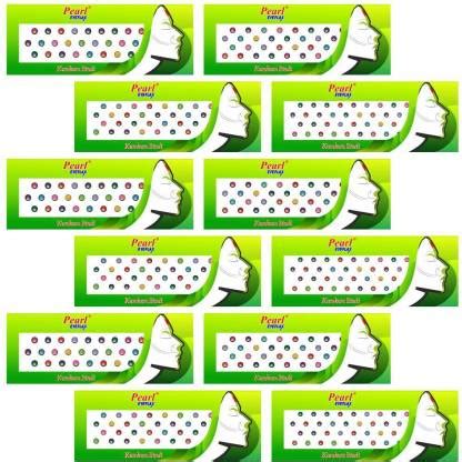 PEARL EYEFLAX Multi Colour Stone Bindi with Dark border Combo of 248 ...