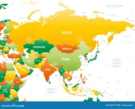 Asia Detailed Political Map with Lables Stock Vector - Illustration of ...