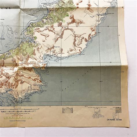1945 CONFIDENTIAL Northeast Battlefield Composite Map of Okinawa ...