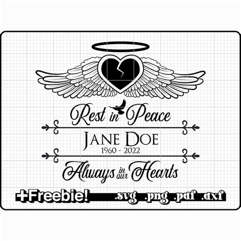 Rest in Peace Svg, Png,always in Our Heart,name & Date Customizable ...