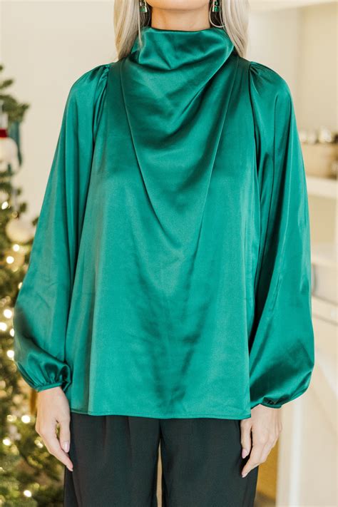 Embrace The Joy Emerald Green Satin Blouse – Shop the Mint