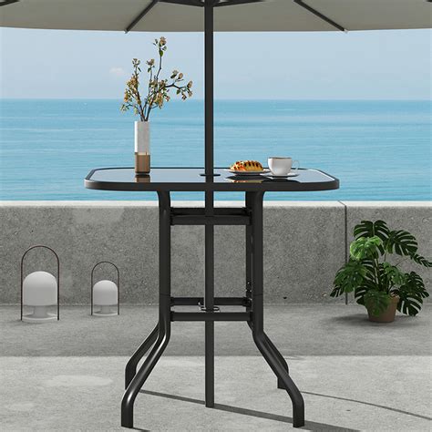 Amazon.com: YITAHOME Patio Table w/Umbrella Hole, 32" Square Outdoor ...