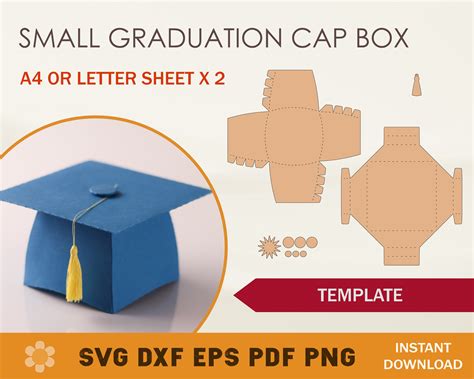 Graduation Cap Box SVG Template Graduation Hat Template - Etsy Australia