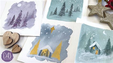 Watercolor Christmas Card Tutorials