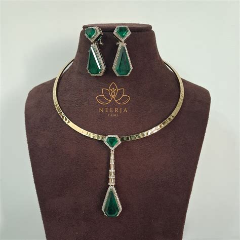 Vintage Emerald Drop Necklace Set – Neerja Gems