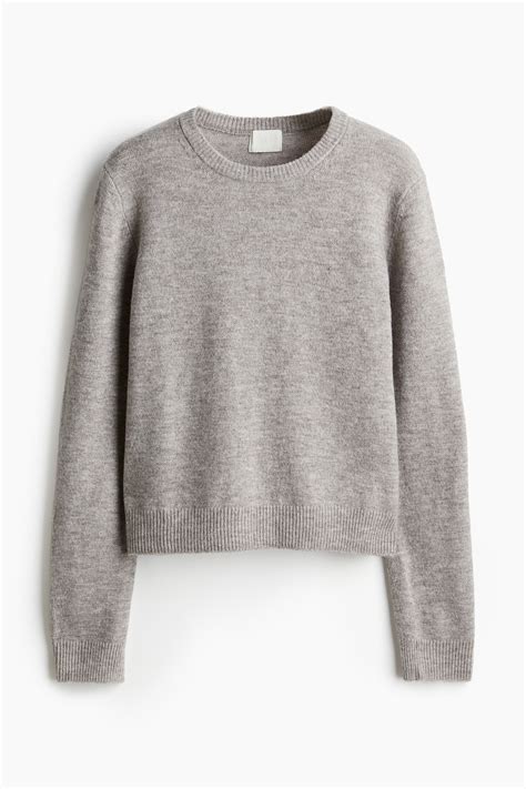 Sweater - Light gray melange - Ladies | H&M US | Light grey sweater ...