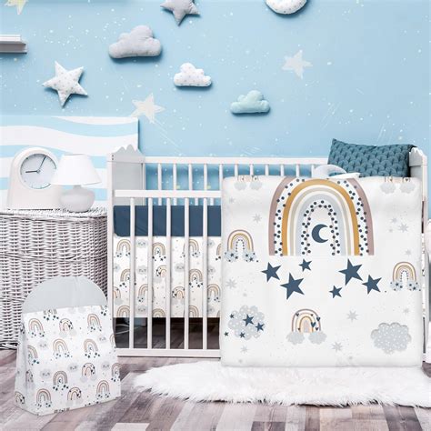 Amazon.com: Rtteri 4 Pieces Baby Crib Bedding Set, Nursery Bedding ...
