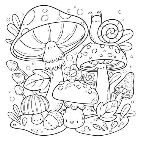 Mushrooms snails and flowers - Coloring page by jeffdoute on DeviantArt