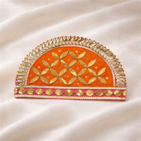 Semi-Circle Gota Gota Patch with Leaf Motif for Festive Wear (12 Piece ...